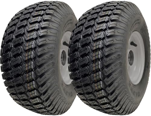 Lot de 2 roues pour tondeuse à gazon 15 x 6,00-6 - Moyeu de 65 mm, pneu sur jante roulements 20 mm