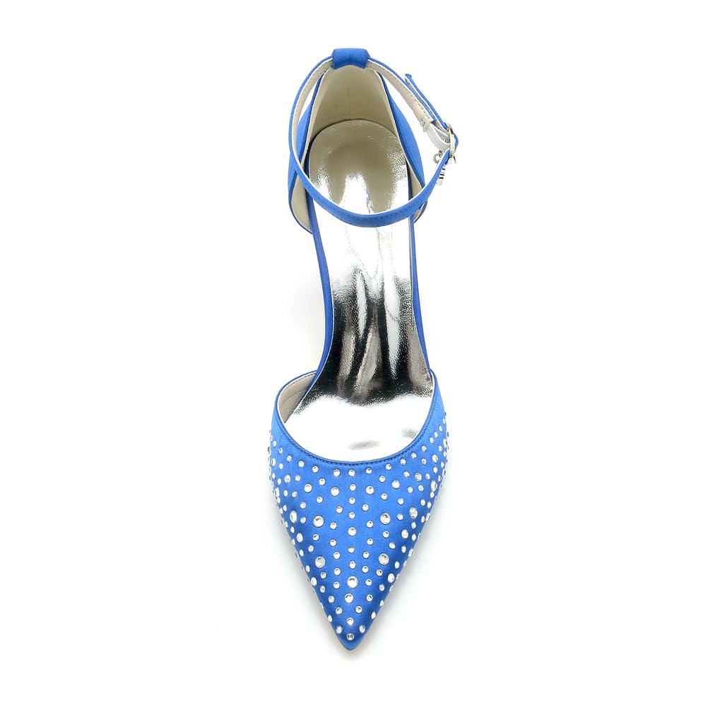 Scarpe da Donna con Cinturino alla Caviglia e Strass, décolleté con Tacco a Spillo, Punta Chiusa, Scarpe da Cerimonia, Ospiti di Matrimonio, Feste e Lavoro