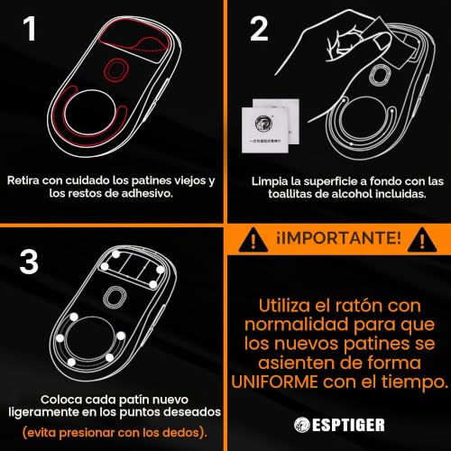 Patines de ratón universales ESPTIGER ICE V2 con 40 puntos PTFE en color blanco 5