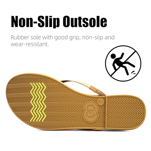 Image of INMINPIN Flat Flip Flops with Arch Support for Women - Memory Foam Flats Summer Sandals 2026 - Ultra Comfort Vegan Leather Thong Sandals Summer Beach Slide