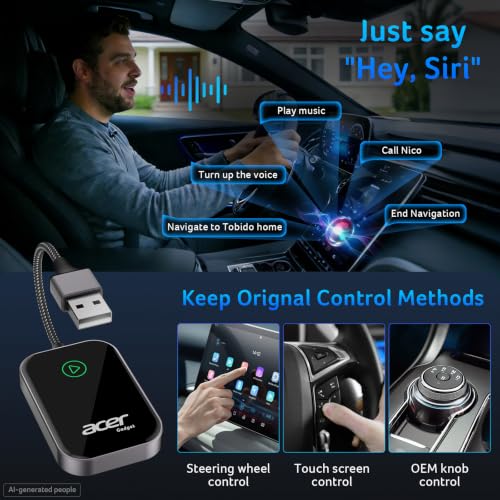 Image of acer CarPlay Wireless Adapter for Apple - iPhone Wireless Apple CarPlay Wireless Adapter Upgrade Wired CarPlay to Wireless for Seamless Music Navigation Calls and Messages