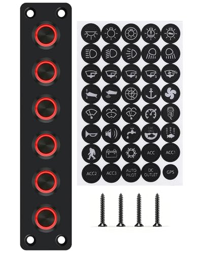 Panneau d'interrupteurs 12V IZTOSS étanche IP65 avec bouton LED rouge pour bateau et auto