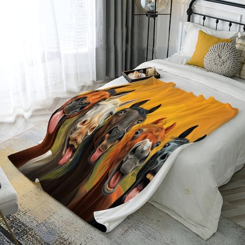Couverture douce et légère chevaux abstraits pour chambre douillette