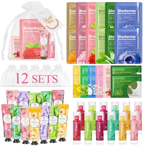 72 piezas rituals set de regalo mujer, cremas de manos,parches debajo de los ojos, mascarilla facial y bálsamos labiales , suministros de fiesta de spa, recuerdos de fiesta para bodas, baby shower