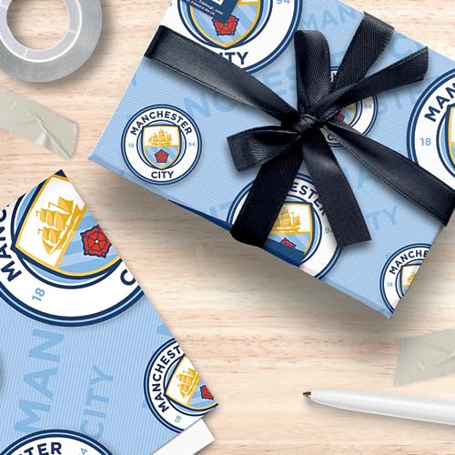manchester city fc paper gift wrap sheets set one size bluewhite