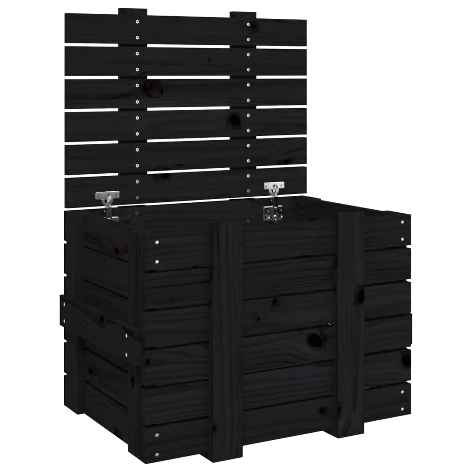 824997 Contenitore Portaoggetti Nero 58x40,5x42 cm Legno Massello Pino Testata in Legno,Testata Letto Matrimoniale Muebles Dormitorio Spalliera Letto Testiere per Letto Matrimoniale