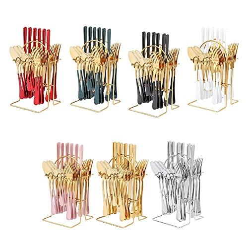 Ensemble de couverts 24 pièces acier inoxydable vert pour table et cuisine