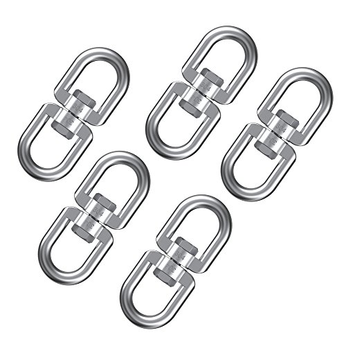 Swivel Ring 304 Stainless Steel M4 Eye to Eye Snap Hook Marine Mooring 5PCS