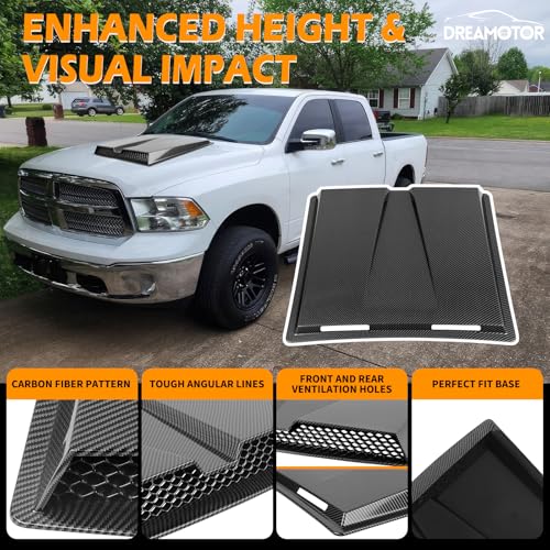 Image of DREAMOTOR Hood Scoops For Cars, Universal Hood Scoop Vents, Automotive Hood Scoops for Trucks Compatible with F150 F250 F350 GMC Sierra 1500 2500 Dodge Ram 1500 2500 Toyota Tundra Jeep Wrangler