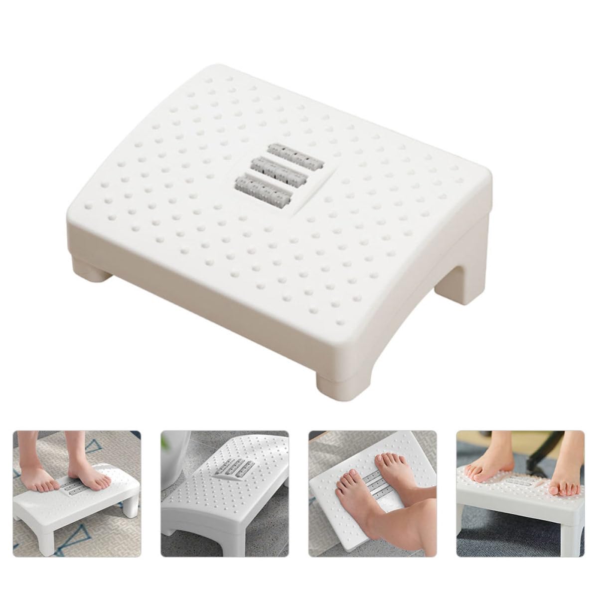 Sgabello Poggiapiedi in Plastica Bianco Supporto Ergonomico, Poggiapiedi per Scrivania da Ufficio e Pedale per Esercizi al Pianoforte, Adatto e Adulti per Alleviare Stress