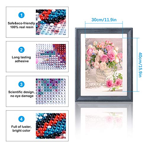 Heyu-Lotus 2 Pack DIY Diamant Malerei, Rose Blumen Vollbohrmaschine Kristallstickerei Kreuzstich, Wohnkultur… – Bild 3