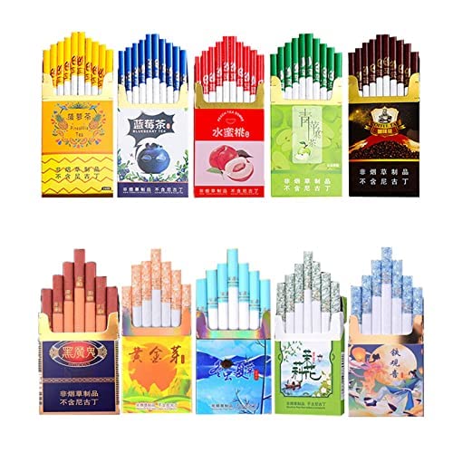 Herbal Cigarettes, Variety of Flavors Herbal Cigarettes, Nature Herbal Tea Smoke to Quit Smoking Clear Lung, No Tobacco No Nicotine (Mixed Fruit,5 Packs (5 Flavors))