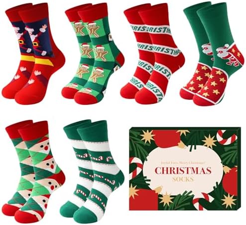 POWLYB 12 Paia Calzini Natalizi, Calze Natale Cotone, Calzini - Foto 13