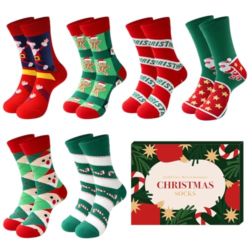 Niofind Weihnachtssocken Damen Herren 6 Paar, Lustige weihnachten...