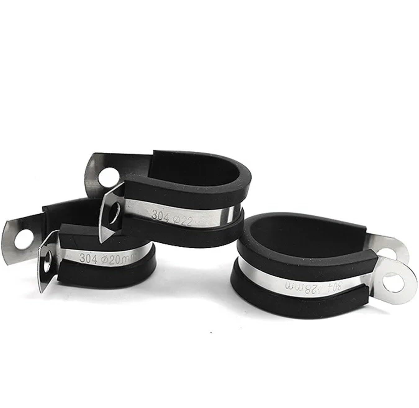 2Pcs 6MM-55MM 304 Stainless Steel Rubber Lined P Clips - Durable Hose Pipe Clamps for Secure Cable Mounting(55mm)