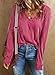 EVALESS Womens Tops Fashion V Neck Long Sleeve Shirts Casual Fall School Outfits for Teachers Basic T Shirts Blouses Top Women's Clothing Rose Large