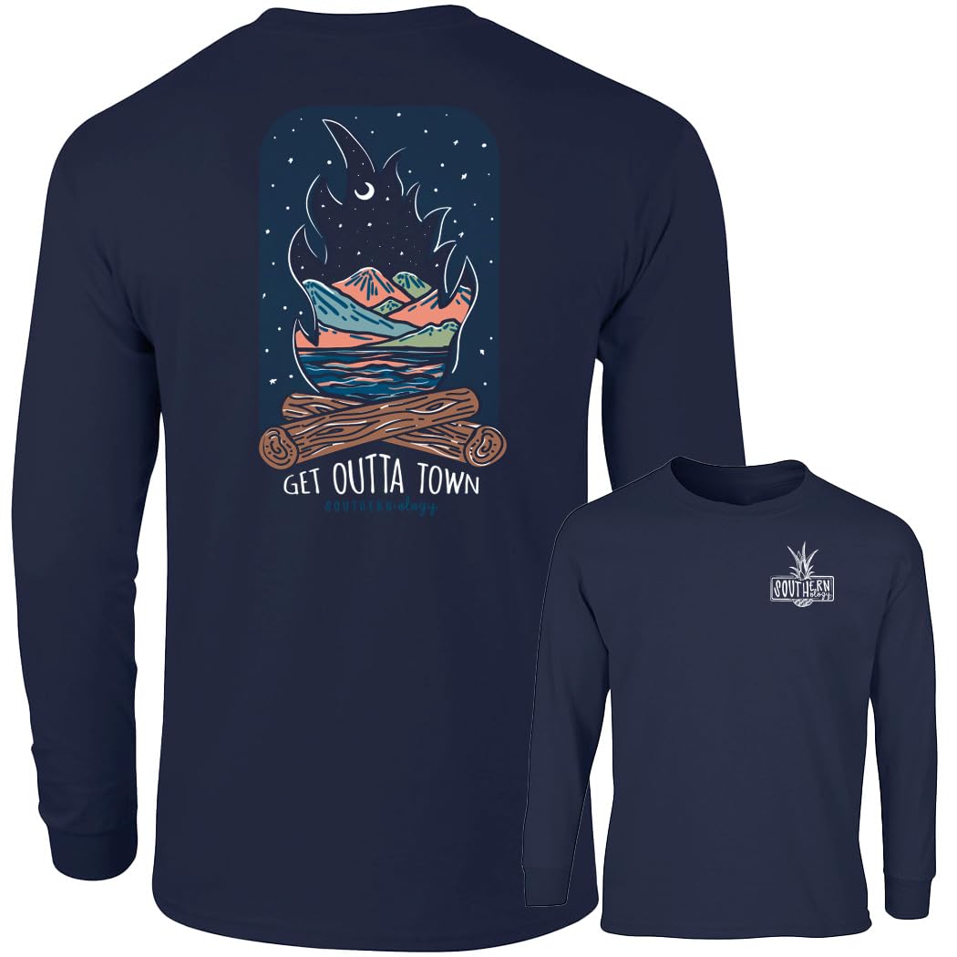SouthernologyOutdoor Campfire - Get Outta Town - Mountains - Adult Long Sleeve