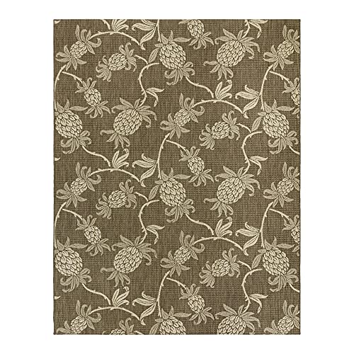 Gertmenian Indoor/Outdoor Kona Coast by Reyn Spooner Rug - 9x13 Extra Large, Stain & UV Resistant, Ideal for Deck, Patio, Poolside Rooms - Pineapple, Brown, 46656