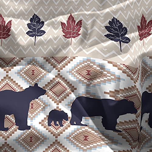 Mitpok Rustic Lodge Duvet Cover Set Farmhouse Cabin Bear 3 Piece Bedding Set Vintage Country Brown Plaid Pine Tree Deer Western Forest Wildlife Hunting Comforter Set With 2 Pillow Shams(Queen Size) #TOP5