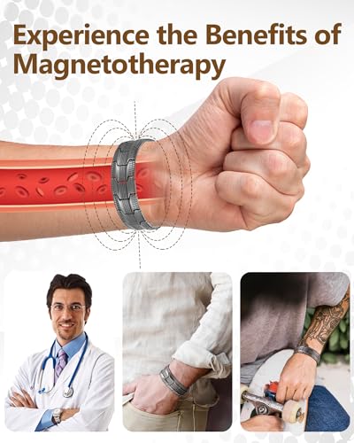 Image of Feraco Copper Magnetic Bracelets for Men,Pure Copper Jewelry Gift | 3X Strength Neodymium 57 Magnets,Powerful 3500 Gauss,Adjustable Length