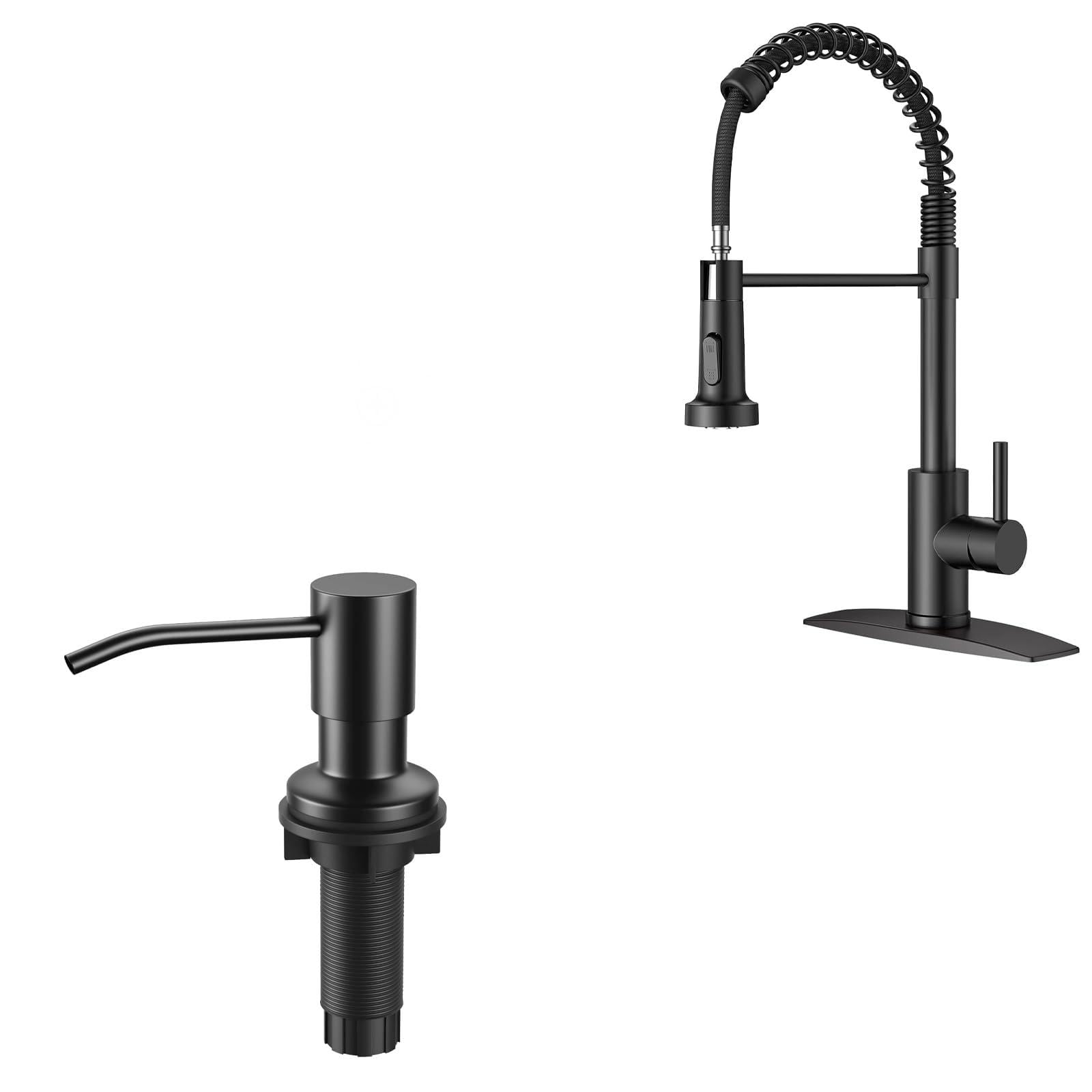 Jnfidosr Black Kitchen Faucet With Pull Down Sprayer + Soap Dispenser For Kitchen Sink