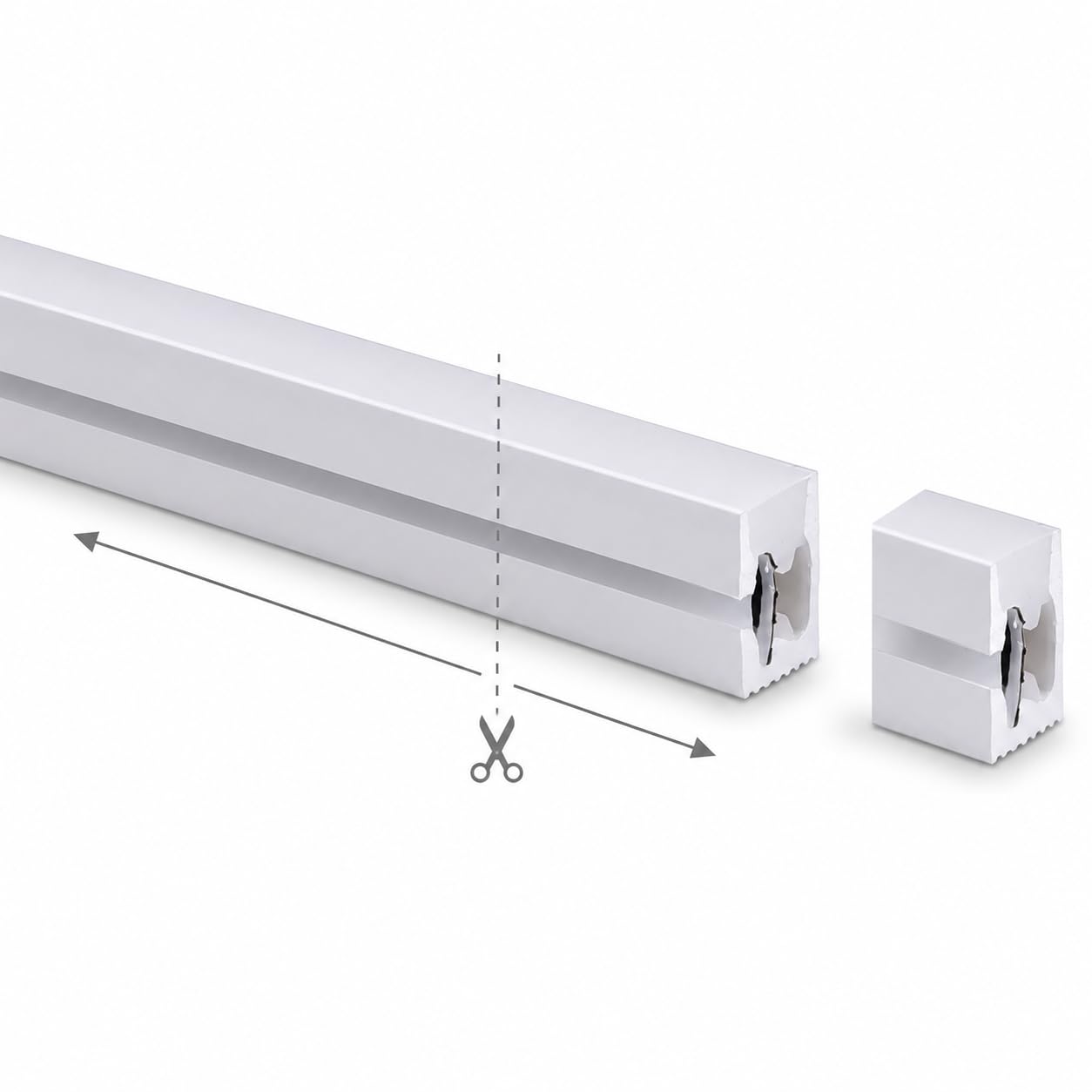 Liść | LumaFlex 408 LED profil silikonowy Freecut, taśma świetlna LED 5 m, taśma LED 12 VDC, ciepła biel 3000 K, 696 lm/m, 4 x 8 mm, możliwość ściemniania, IP65, oświetlenie mebli