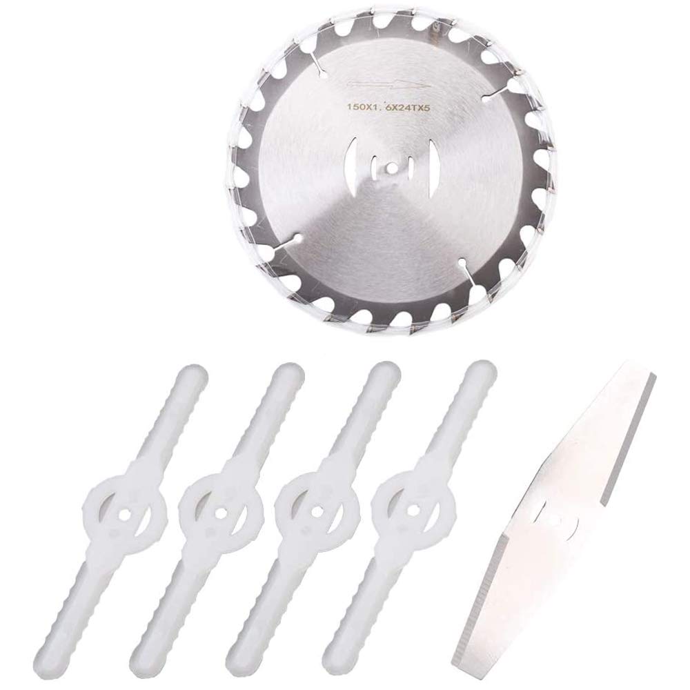 WRISCG Cortacésped Inalámbrico Jardín Cortacéspedes y Herramientas eléctricas para Exteriores Lncluir Batería+Cargador+Cuchilla Redonda+Hoja de Metal+Cuchilla de plástico,21V
