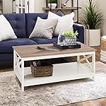 Sophia & William Farmhouse Coffee Table with Storage Shelf for Living Room, Ivory - Image 5