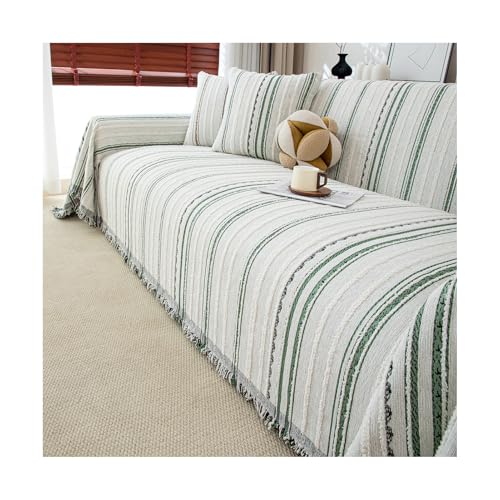 CZADMXP Manta para Sofá con Diseño Borlas, Suave Funda de Sofá de Felpilla, Multiusos Manta Foulard para Silla, Sofá y Cama (Verde,180x360cm)
