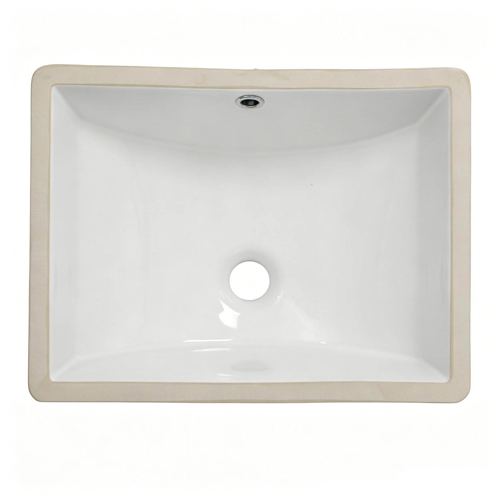 Bathroom Sink Undermount - Kichae 18"x14" Vanity Sink Modern White Rectangle Undermount Sink Porcelain Ceramic Lavatory Vanity Bathroom Sink with Overflow