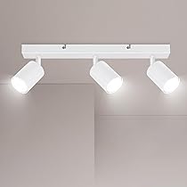 Ketom Lampada Faretti da Soffitto Orientabili, GU10 Faretti LED da Soffitto Bianco, Moderna Plafoniera LED Faretti 3 Luce, Faretto da Parete Interno per Barra, Cameretta, Cucina, Senza Lampadina