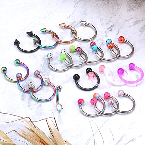 20G 18G 16G 14g Septum Rings Surgical Steel Horseshoe Nose Septum Rings Cartilage Helix Tragus Rook Daith Earring Hoop Lip Piercing Jewelry Retainer for Women Men2