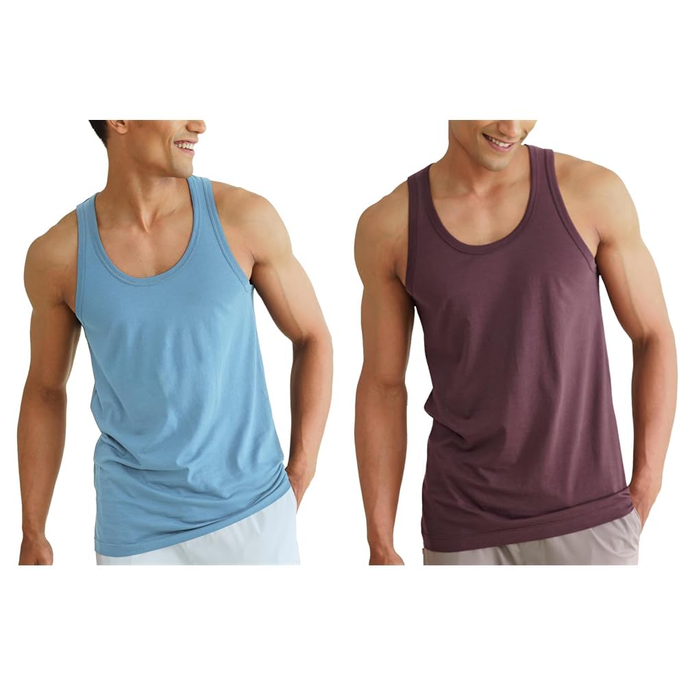 damensch Men's Neo-Cotton Ribbed Regular Fit Vest- Pack of 1- Better Blue- Medium Men Neo-Cotton Antibacterial Round Neck- Pack of 1- Mineral Maroon- Medium-picture-57