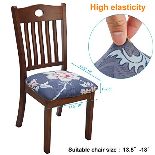 Fuloon Stretch Chair Seat Covers Set Of 6, Removable Washable Anti-Dust Dining Room Protector Cover Chair Seat Cushion Slipcovers (6, Light Blue) #TOP2