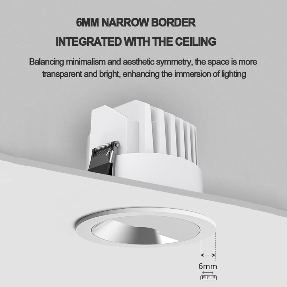 XBTGS Confezione da 4 faretti LED da incasso in alluminio con telaio stretto, 18 W, antiriflesso, CRI90, dimmerabili, per rimodellazione, illuminazione, Dark