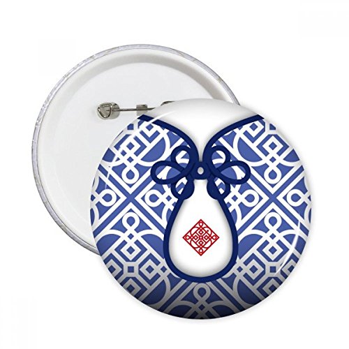 Culture chinoise fleur bleue : lot 5 pins badge bouton décoration vêtement motif floral