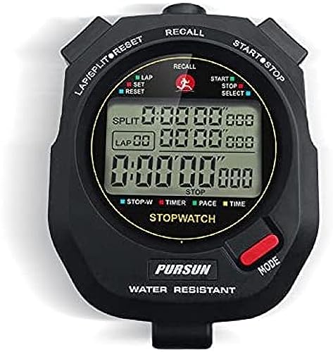 Cronómetro digital con memoria dividida de 100 grados, alarma de calendario y modo de ritmo, pantalla extra grande resistente al agua, a prueba de golpes, para entrenadores, incluye batería