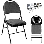 Nyxi Folding Chairs Premium Quality with Padded Fabric or PVC Seats, Metal Frame, Foldable Chair Home Office Dinning, Heavy Duty, Multi-Purpose Indoor & Outdoor (Grey Fabric, 1 X Chair)