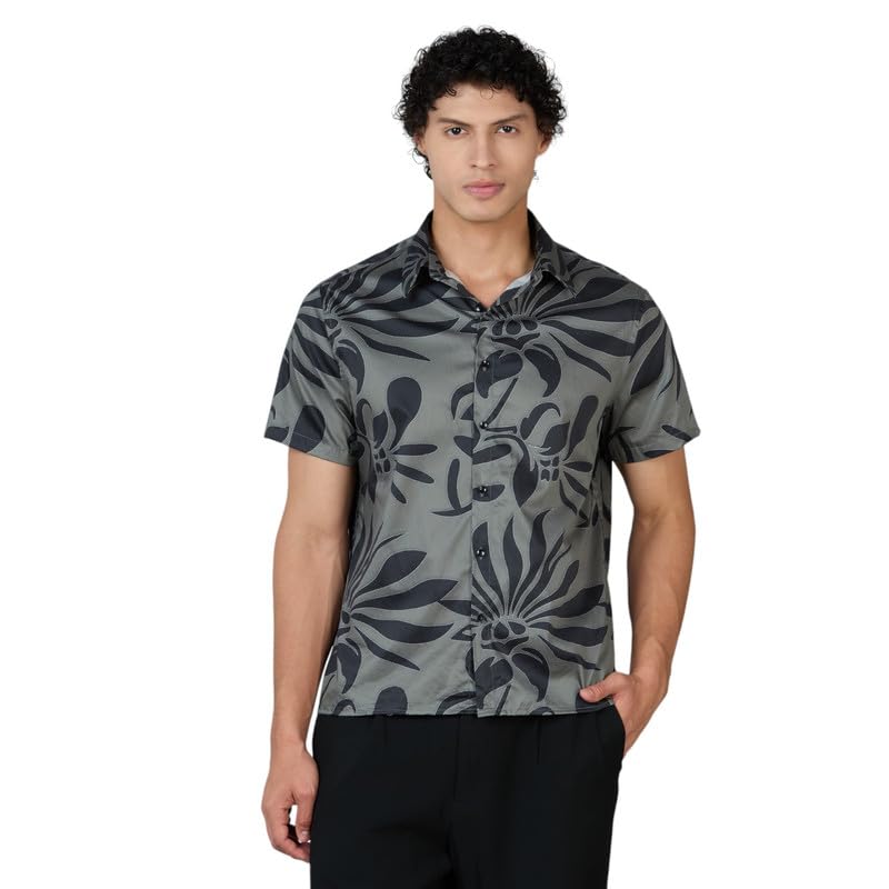 Image of MARK & ALBERT Men's 100% Cotton Printed Half Sleeves Regular Fit Shirt for Men