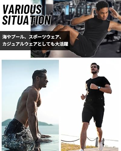 ASTRAIA AVANT 水陸両用 ショートパンツ メンズ ブラック サーフパンツ トランクス ドライ UV ストレッチ 耐塩素 接触冷感 速乾 メッシュ 大きいサイズ 冷感 涼感 黒 水着 蒸れない AA33 の商品画像 5