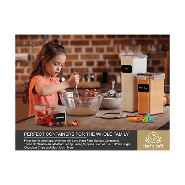Airtight-Food-Storage-Containers-Set-14-Piece-Kitchen-Pantry-Organization-and-Storage-BPA-Free-Plastic-Canisters-with-Durable-Lids-Ideal-for-Cereal-Flour-Sugar-Includes-Labels-Marker-Spoon-Set-14 Airtight Food Storage Containers with Lids 14 PC - Plastic Kitchen Storage Containers for Pantry Organization and Storage - Cereal, Rice, Pasta, Flour and Sugar Containers