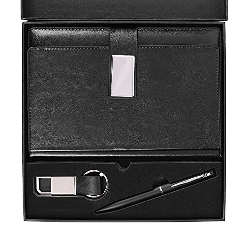 Image of Men Gift Set with Multi-Functional Diary, Card Holder, Metal Pen, and Keychain I Gift for Husband Special Unique I Gift Hamper for Men | Pen Gift Set for Men (Black)