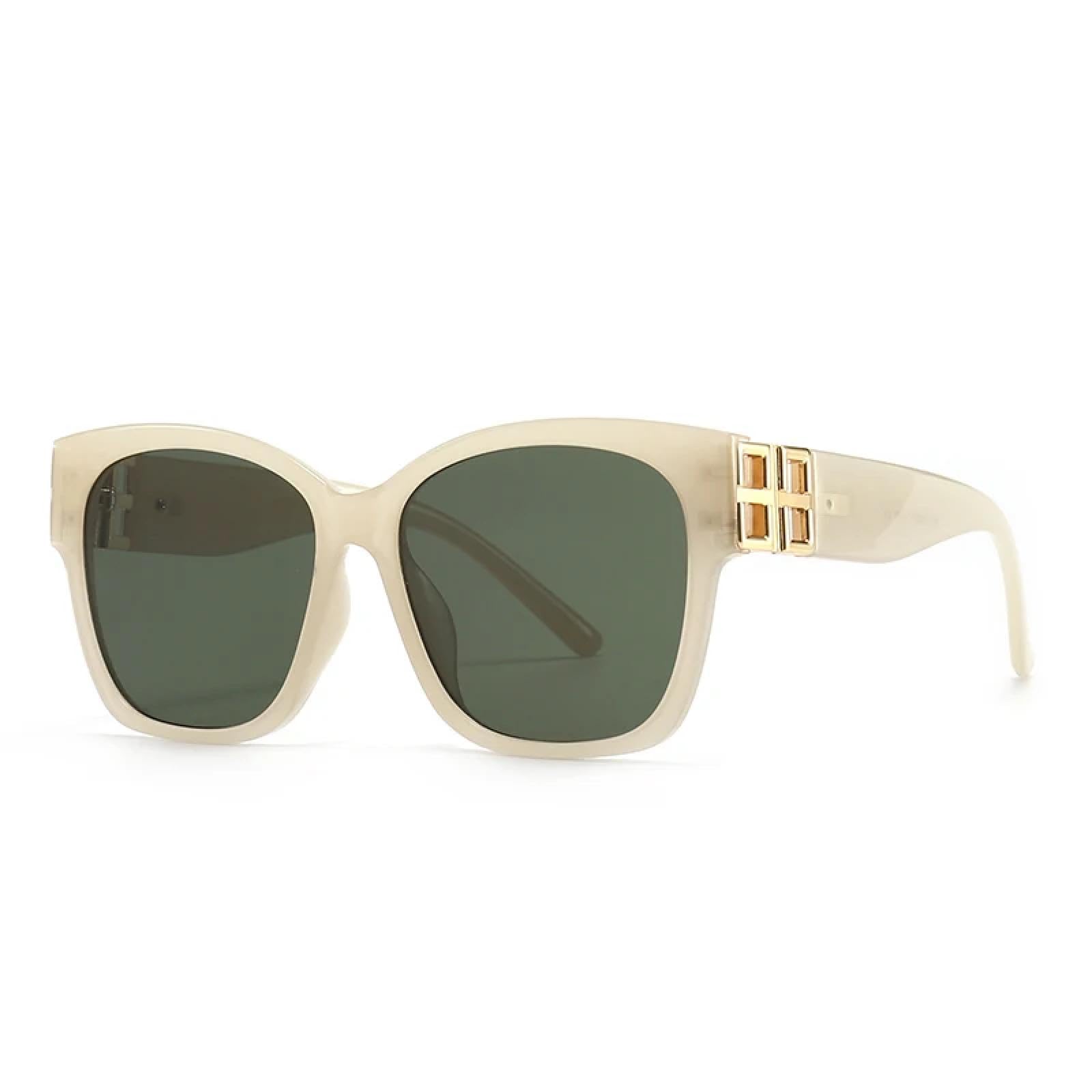 Lunettes de soleil œil de chat vert rock aux lignes géométriques - 7