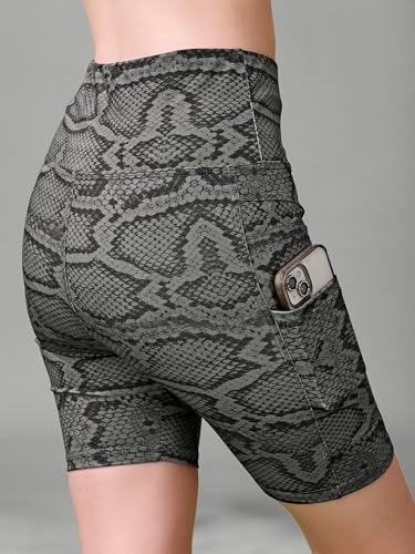 Image of Women's Polyester Stretchable Gym Shorts with Side Pockets High Waist Slim Fit Above Knee Length Activewear Tights Gym Fitness Cycling Running Yoga Shorts for Women