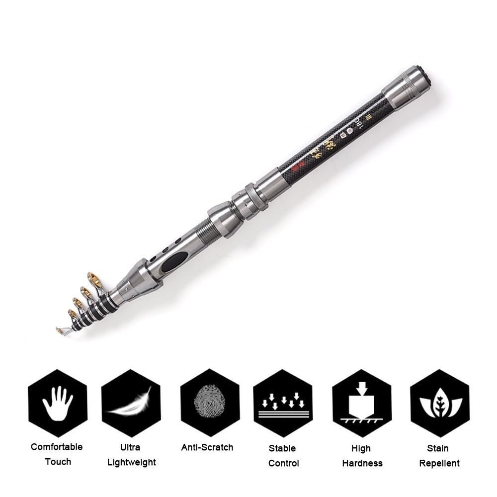 Wędka, Portable Carbon Fiber Telescopic Fishing Rod with Reel Seat Lightweight Travel Fishing Gear Sprzęt wędkarski