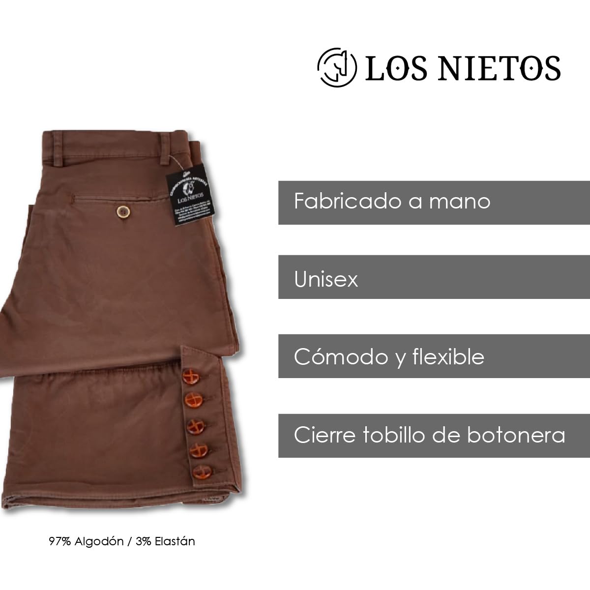 Los Nietos Pantalón Montero clásico para niños - Equipamiento para el Caballo | Producto de Guarnicionería para Hípica y Doma | Tradición artesana tamaños
