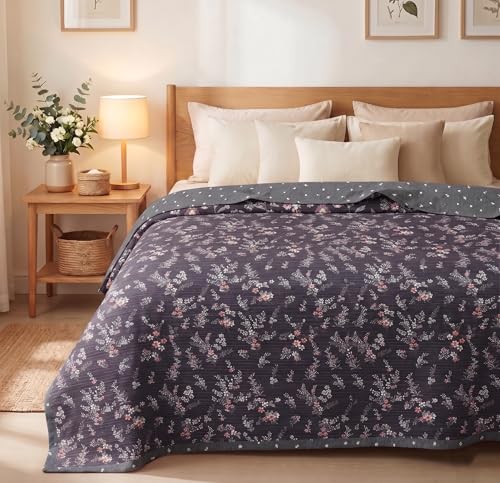 Image of VAS COLLECTIONS Cotton AC Blanket for Double Bed (220x230 cm) | Reversible Soft Lightweight All-Season Blanket | Skin-Friendly & Breathable Comforter (Blush Blue)