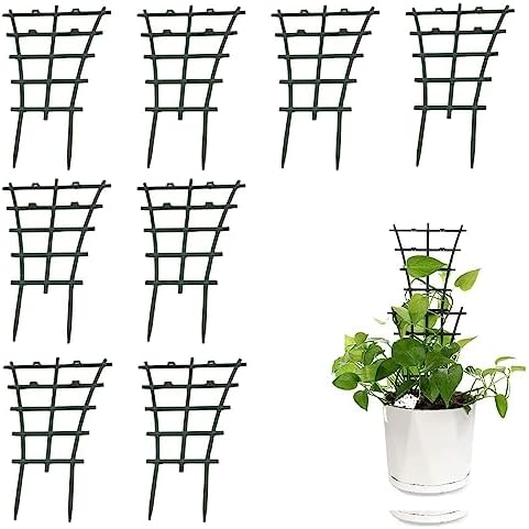 8Pcs Trellis for Potted Plants,Plastic Mini Garden Trellis for Climbing Plants Superimposed Potted Plant Support Climbing Holder Rack for Potted Flowers Climbing Vines Vegetables