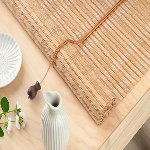 Persiana Enrollable de Bambú Natural Personalizadas Estores de Bambú Cortina de Protección Solar y Privacidad con Elevador para Balcones, Patios
