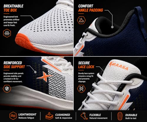 Image of Kraasa Men's Running Shoes | Breathable Mesh Upper | Lightweight Phylon Sole | Cushioned EVA Insole | Comfortable Sports & Casual Sneakers for Gym, Walking & Daily Use